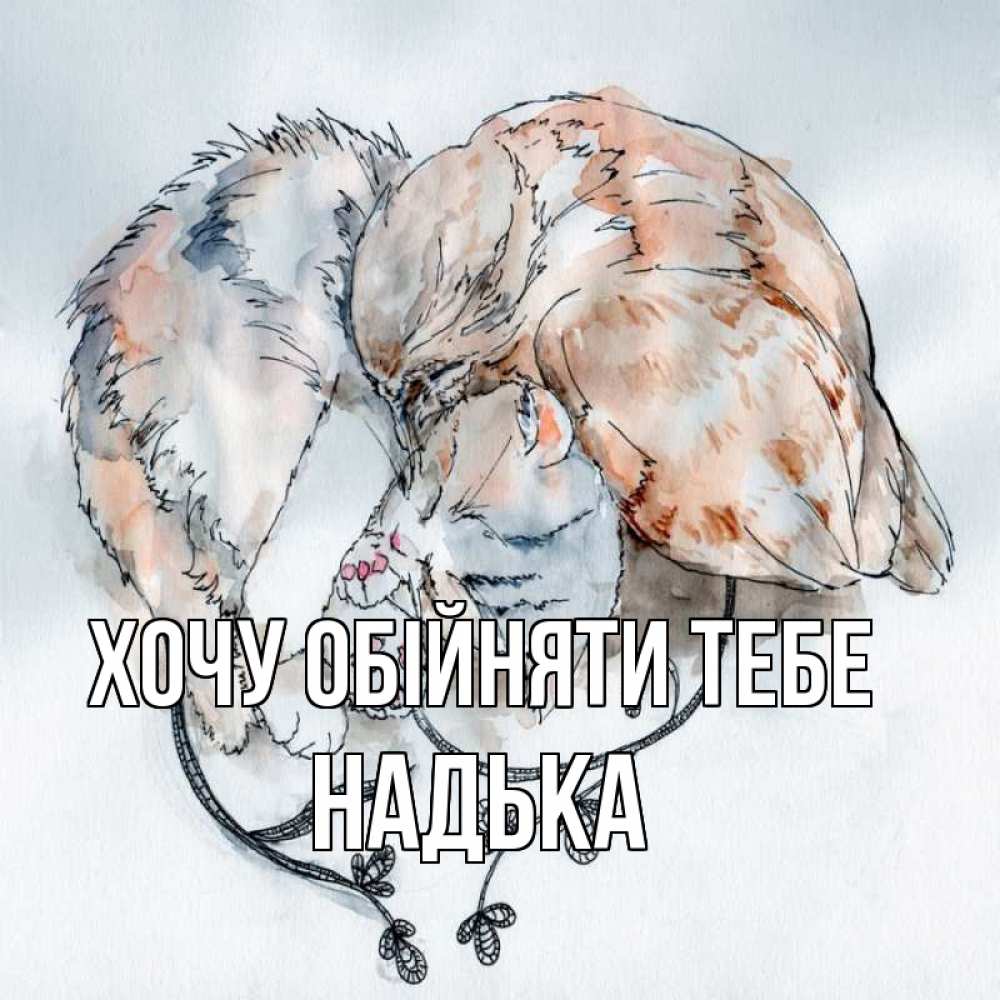 Открытка на каждый день з підписом, Надька Хочу обійняти тебе можно быть вместе даже когда очень разные Прикольна листівка з побажанням онлайн скачати безкоштовно 