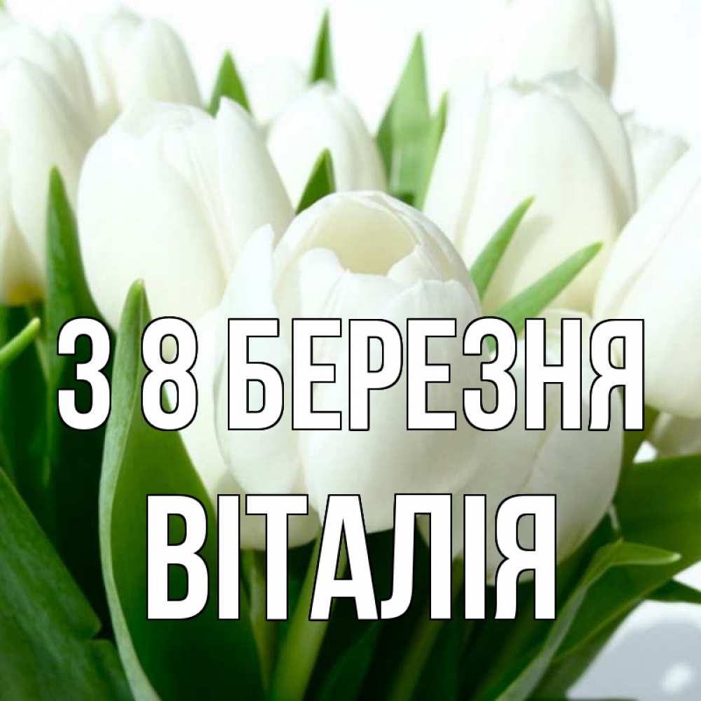 Открытка на каждый день з підписом, Віталія З 8 БЕРЕЗНЯ цветы Прикольна листівка з побажанням онлайн скачати безкоштовно 