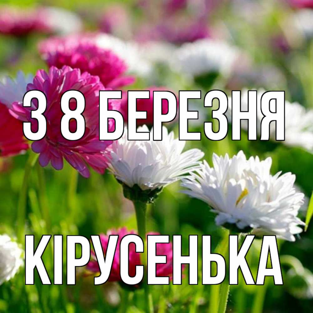Открытка на каждый день з підписом, Кірусенька З 8 БЕРЕЗНЯ международный женский день 1 Прикольна листівка з побажанням онлайн скачати безкоштовно 