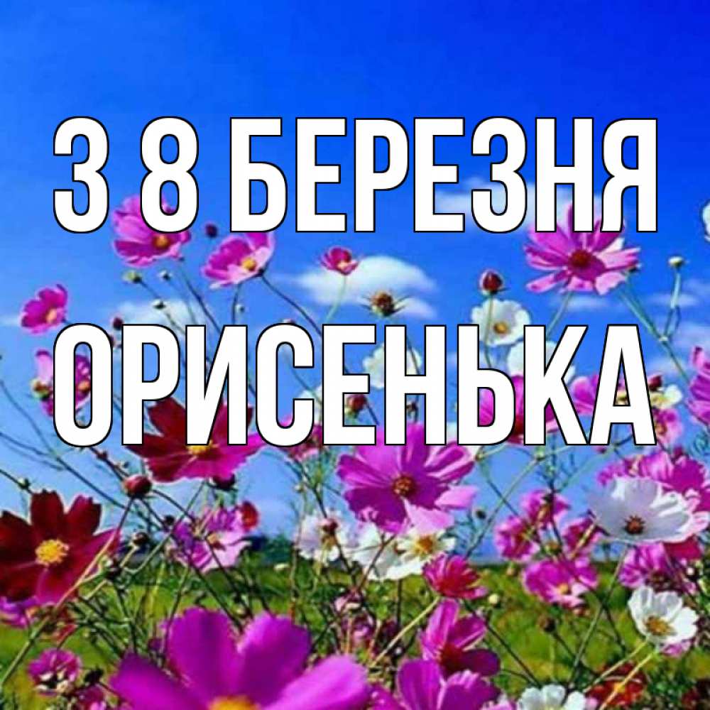 Открытка на каждый день з підписом, Орисенька З 8 БЕРЕЗНЯ цветы Прикольна листівка з побажанням онлайн скачати безкоштовно 