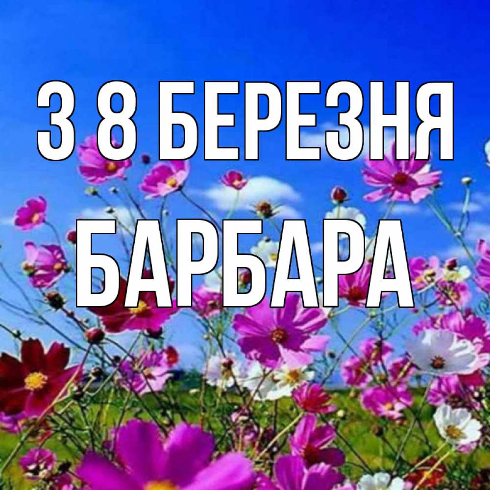 Открытка на каждый день з підписом, Барбара З 8 БЕРЕЗНЯ цветы Прикольна листівка з побажанням онлайн скачати безкоштовно 