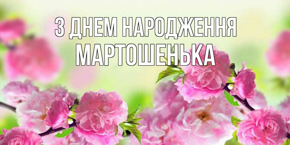 Открытка на каждый день з підписом, Мартошенька З Днем народження веточки с цветками Прикольна листівка з побажанням онлайн скачати безкоштовно 