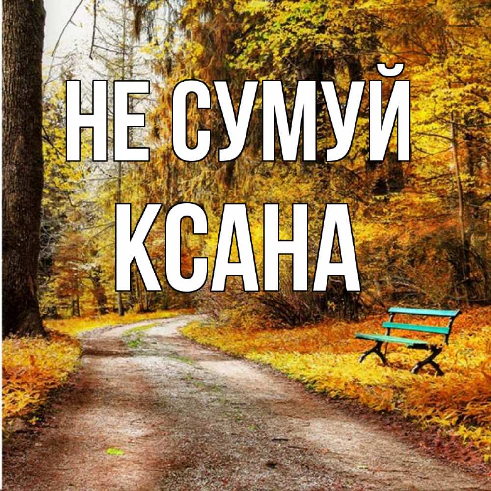 Открытка на каждый день з підписом, Ксана Не сумуй зеленая лавочка Прикольна листівка з побажанням онлайн скачати безкоштовно 
