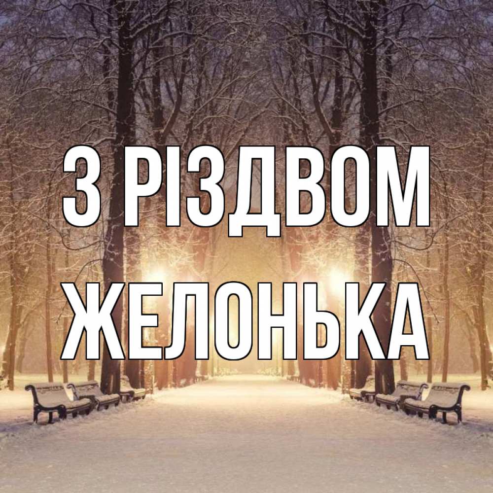 Открытка на каждый день з підписом, Желонька З Різдвом зима, парк, фонарь, лес Прикольна листівка з побажанням онлайн скачати безкоштовно 
