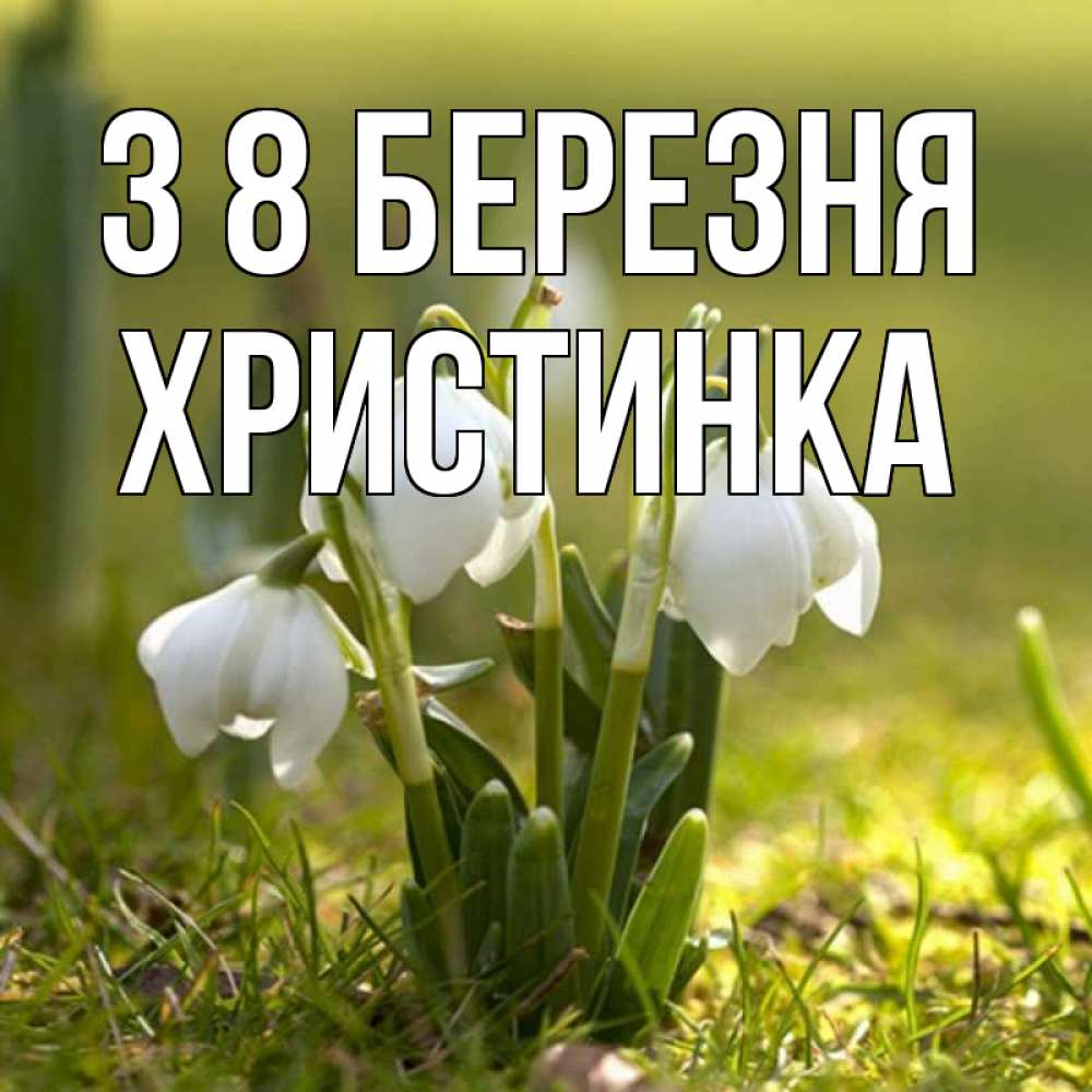 Открытка на каждый день з підписом, Христинка З 8 БЕРЕЗНЯ ранние цветы 2 Прикольна листівка з побажанням онлайн скачати безкоштовно 