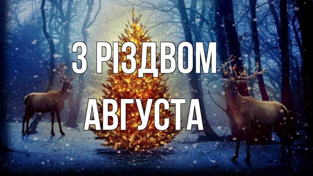 Открытка на каждый день з підписом, Августа З Різдвом олени, новогодняя елка Прикольна листівка з побажанням онлайн скачати безкоштовно 