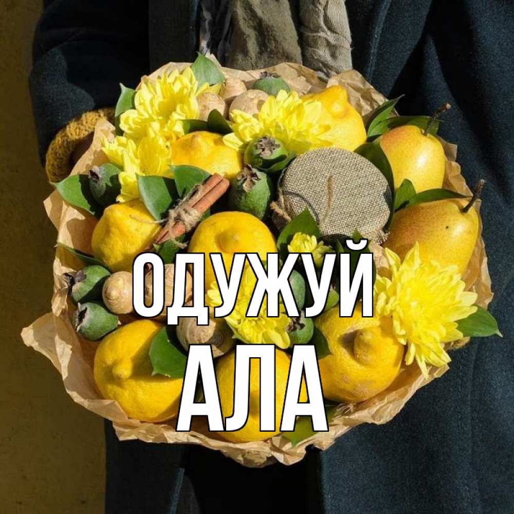 Открытка на каждый день з підписом, Ала Одужуй букет витаминов Прикольна листівка з побажанням онлайн скачати безкоштовно 