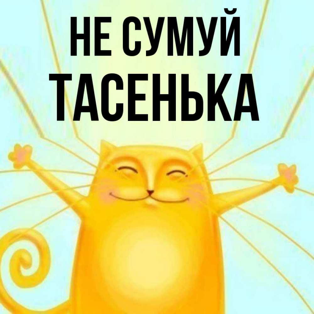 Открытка на каждый день з підписом, Тасенька Не сумуй обнимашки усатые Прикольна листівка з побажанням онлайн скачати безкоштовно 