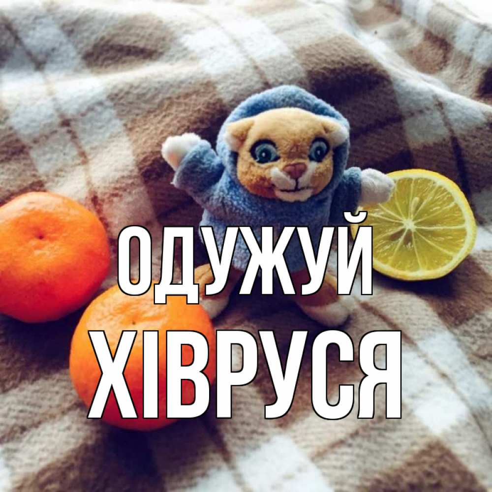Открытка на каждый день з підписом, Хівруся Одужуй вот тебе апельсинка и лимон Прикольна листівка з побажанням онлайн скачати безкоштовно 