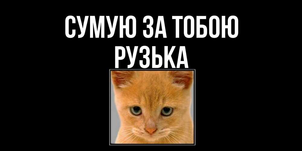 Открытка на каждый день з підписом, Рузька Сумую за тобою открытки рыжий котенок скучает по тебе Прикольна листівка з побажанням онлайн скачати безкоштовно 