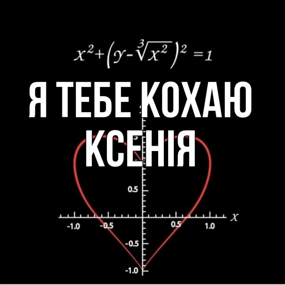 Открытка на каждый день з підписом, Ксенія Я тебе кохаю сердечная формула Прикольна листівка з побажанням онлайн скачати безкоштовно 