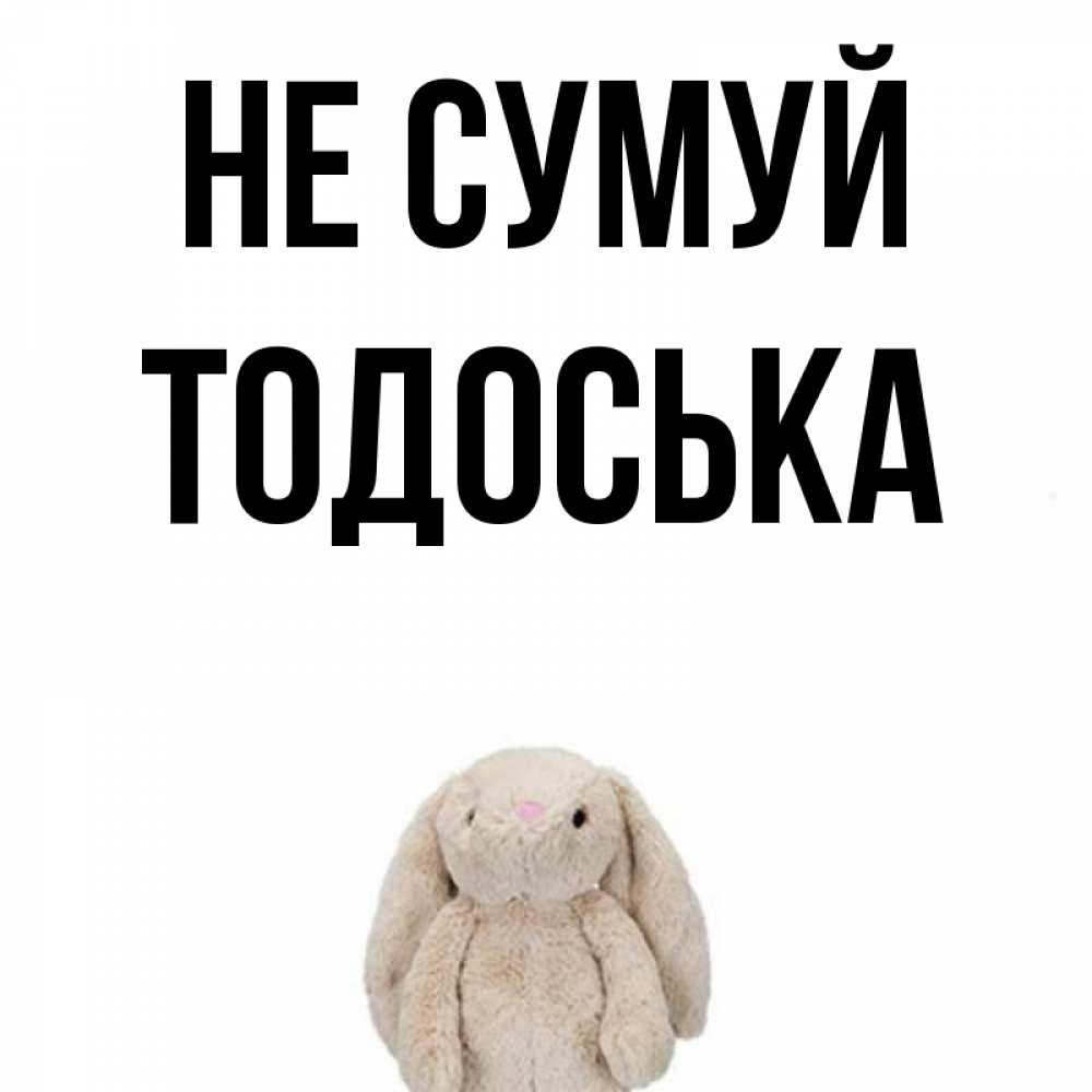 Открытка на каждый день з підписом, Тодоська Не сумуй детская игрушка зайчика Прикольна листівка з побажанням онлайн скачати безкоштовно 