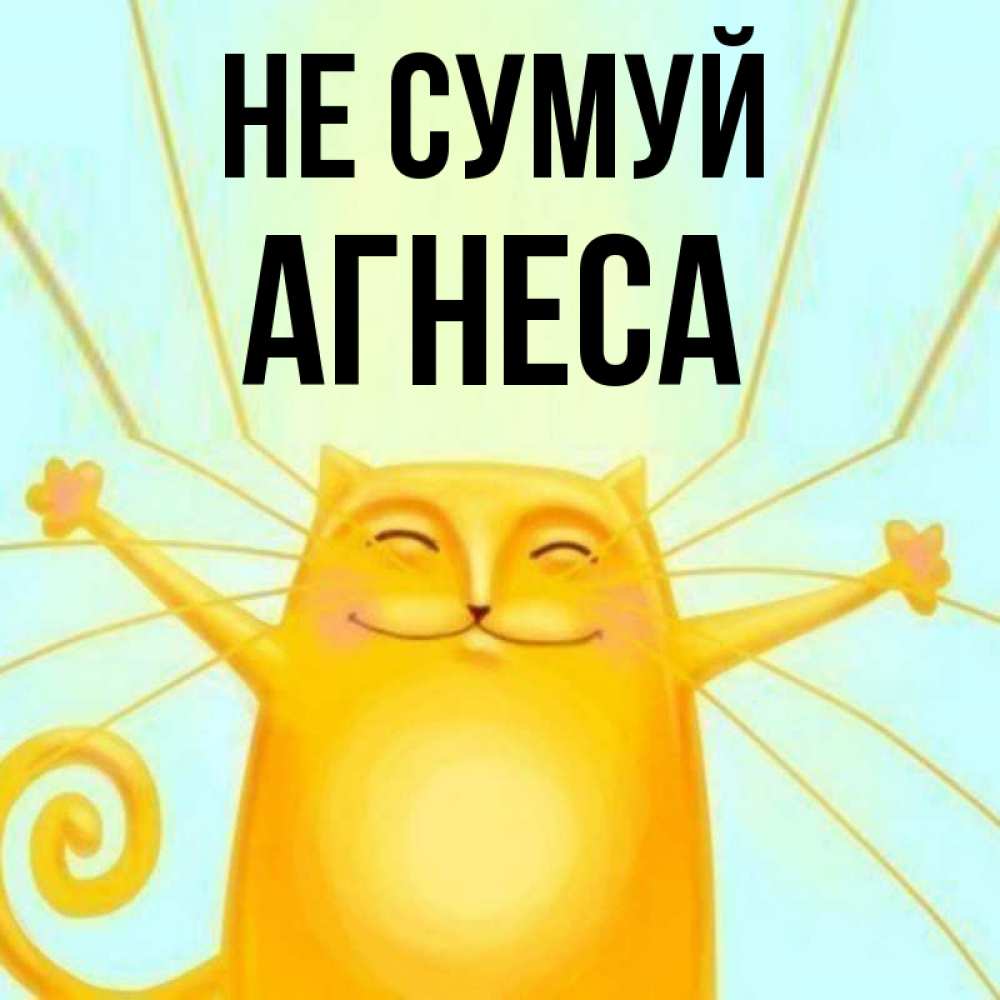 Открытка на каждый день з підписом, Агнеса Не сумуй обнимашки усатые Прикольна листівка з побажанням онлайн скачати безкоштовно 