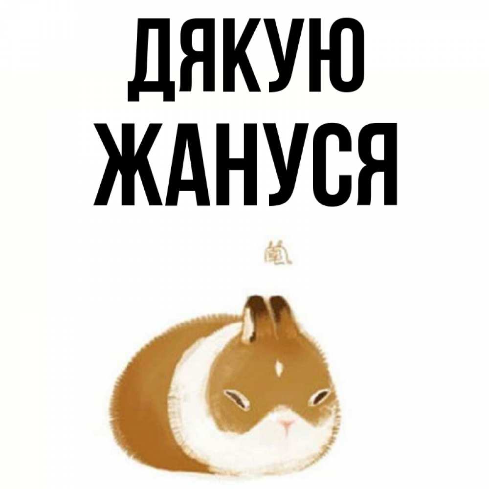 Открытка на каждый день з підписом, Жануся Дякую коричнево белый домашний питомец Прикольна листівка з побажанням онлайн скачати безкоштовно 