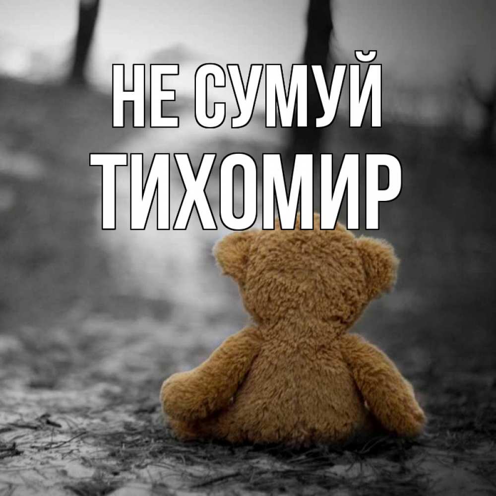 Открытка на каждый день з підписом, Тихомир Не сумуй медведь со спин Прикольна листівка з побажанням онлайн скачати безкоштовно 