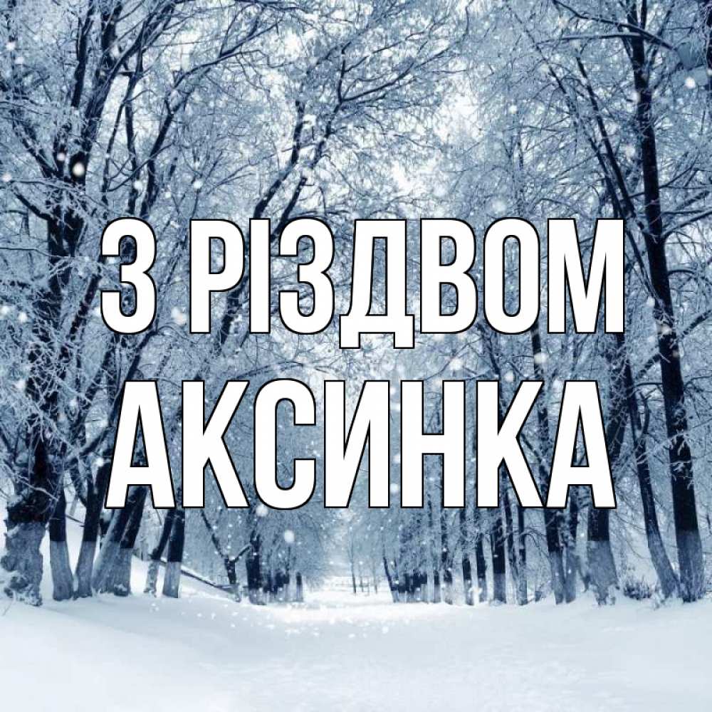 Открытка на каждый день з підписом, Аксинка З Різдвом снег, лес, парк Прикольна листівка з побажанням онлайн скачати безкоштовно 