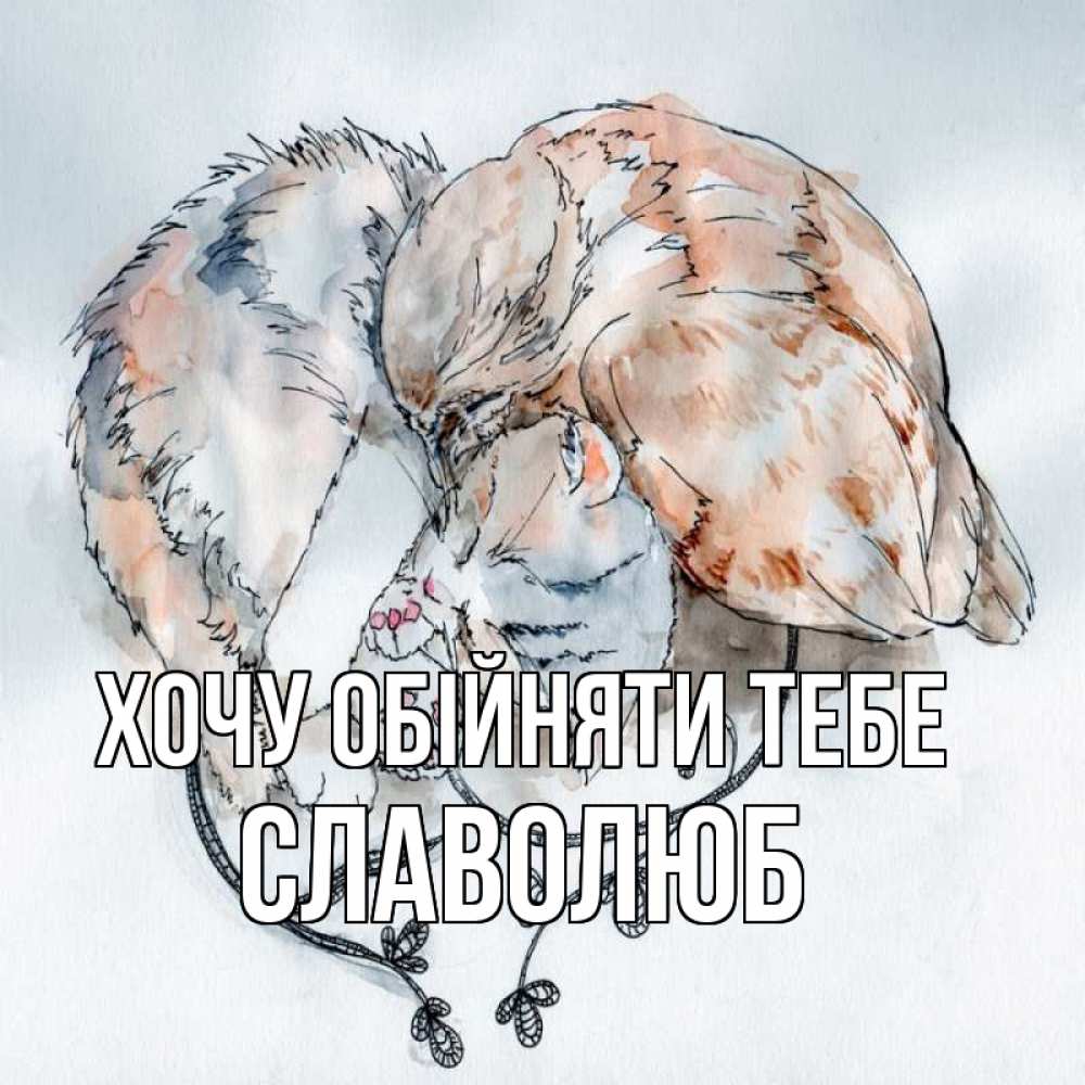 Открытка на каждый день з підписом, Славолюб Хочу обійняти тебе можно быть вместе даже когда очень разные Прикольна листівка з побажанням онлайн скачати безкоштовно 