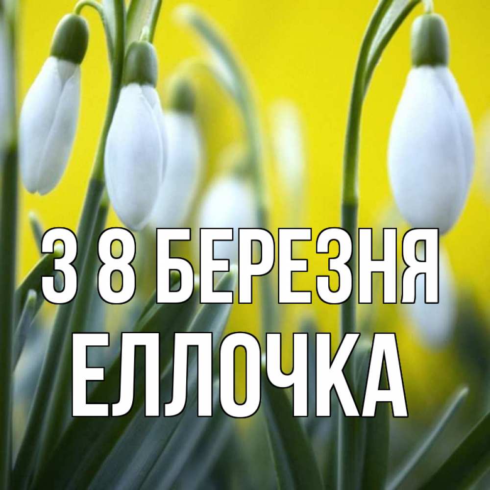 Открытка на каждый день з підписом, Еллочка З 8 БЕРЕЗНЯ весенние цветы Прикольна листівка з побажанням онлайн скачати безкоштовно 