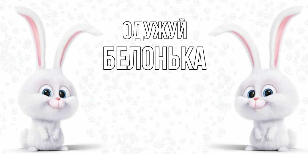 Открытка на каждый день з підписом, Белонька Одужуй не болей с зайцем Прикольна листівка з побажанням онлайн скачати безкоштовно 