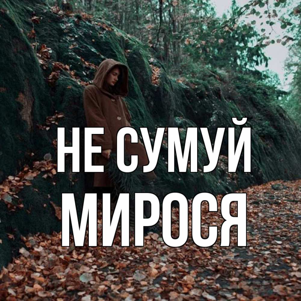 Открытка на каждый день з підписом, Мирося Не сумуй осенний лес Прикольна листівка з побажанням онлайн скачати безкоштовно 