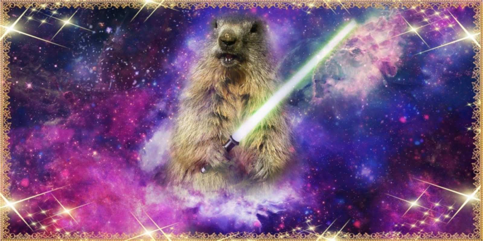 Открытка сурок джедай в космосе спокойной ночи  в стиле звездных войн На добраніч 