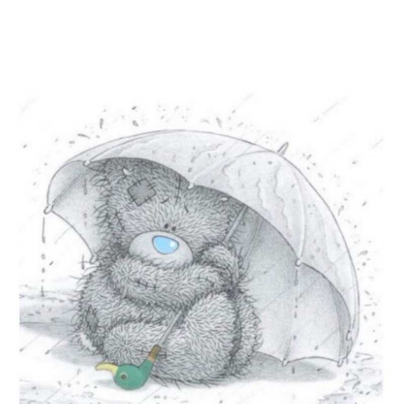 Открытка тедди под дождем  медвежонок с зонтом  Не сумуй 