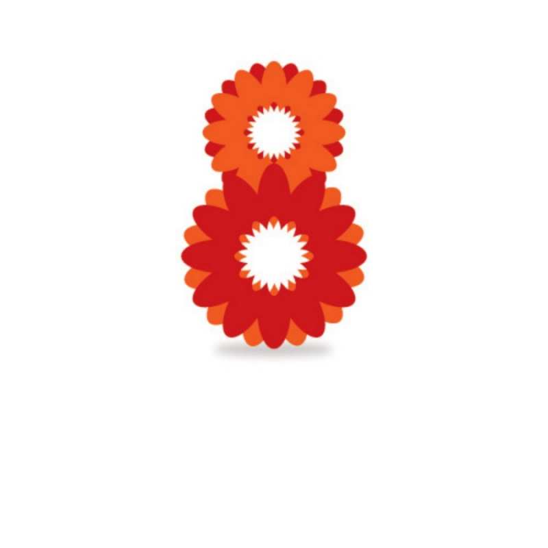 Открытка открытка с цифрой 8  восьмерка из лепестков  З 8 БЕРЕЗНЯ 