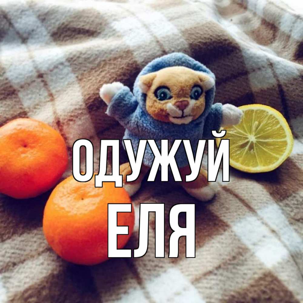 Открытка на каждый день з підписом, Еля Одужуй вот тебе апельсинка и лимон Прикольна листівка з побажанням онлайн скачати безкоштовно 