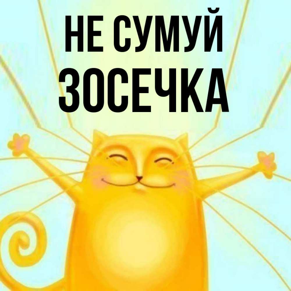 Открытка на каждый день з підписом, Зосечка Не сумуй обнимашки усатые Прикольна листівка з побажанням онлайн скачати безкоштовно 
