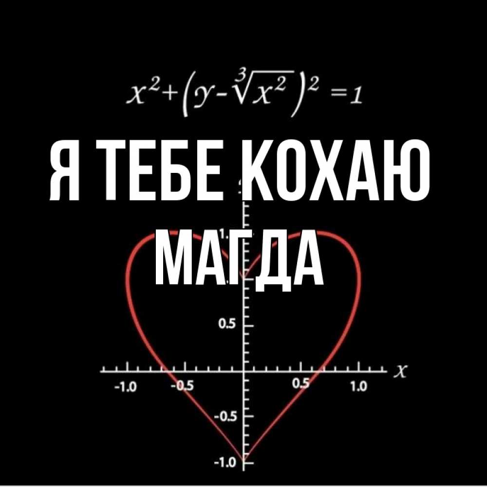 Открытка на каждый день з підписом, Магда Я тебе кохаю сердечная формула Прикольна листівка з побажанням онлайн скачати безкоштовно 