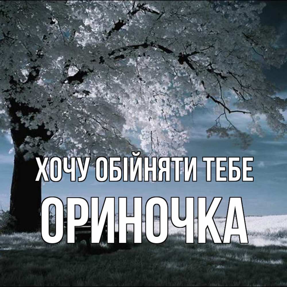 Открытка на каждый день з підписом, Ориночка Хочу обійняти тебе дерево Прикольна листівка з побажанням онлайн скачати безкоштовно 