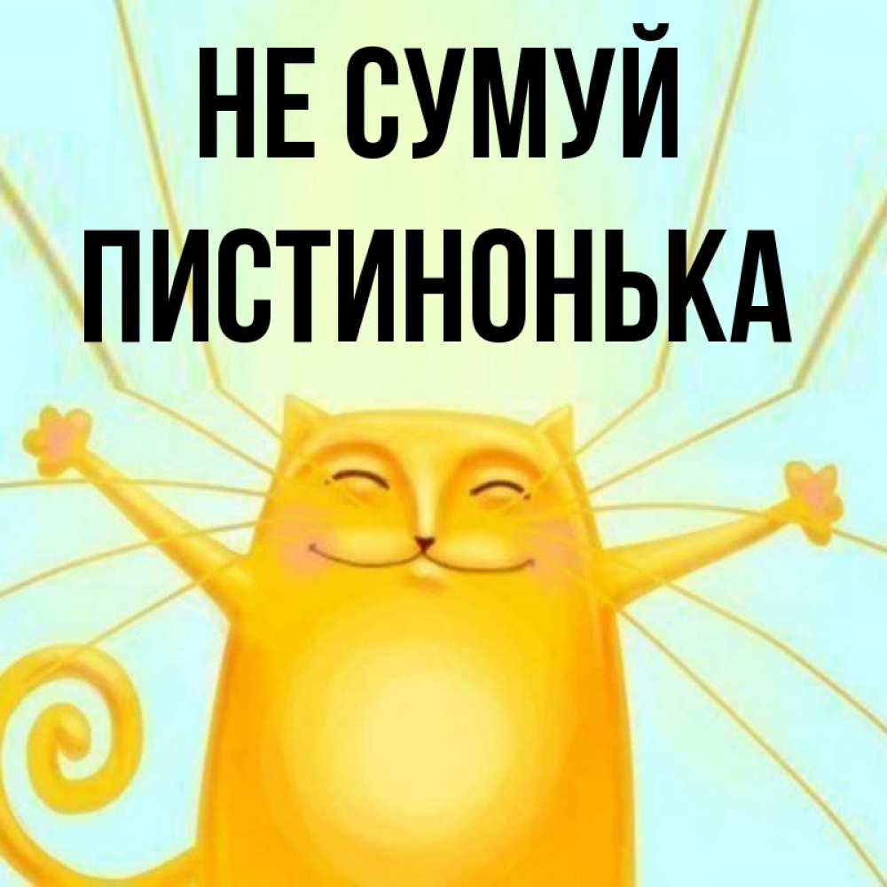 Открытка на каждый день з підписом, Пистинонька Не сумуй обнимашки усатые Прикольна листівка з побажанням онлайн скачати безкоштовно 