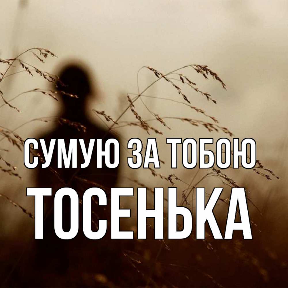 Открытка на каждый день з підписом, Тосенька Сумую за тобою силуэт девушки Прикольна листівка з побажанням онлайн скачати безкоштовно 