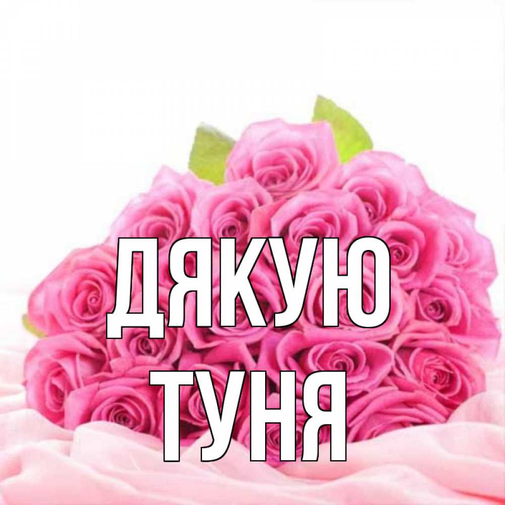 Открытка на каждый день з підписом, Туня Дякую розовые розы с подписью Прикольна листівка з побажанням онлайн скачати безкоштовно 