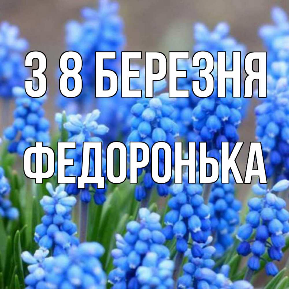 Открытка на каждый день з підписом, Федоронька З 8 БЕРЕЗНЯ Поздравительная открытка для женщин с цветами на праздничную дату Прикольна листівка з побажанням онлайн скачати безкоштовно 