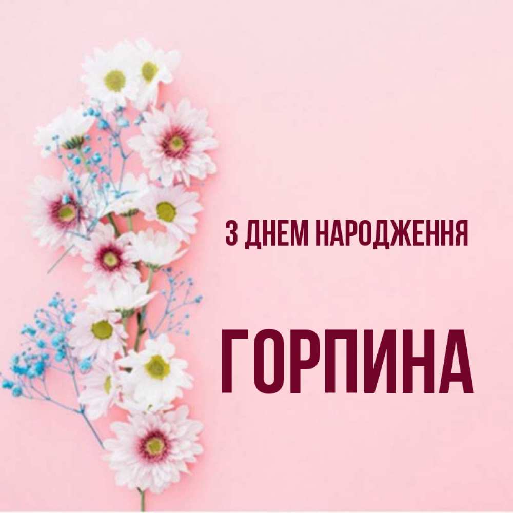 Открытка на каждый день з підписом, Горпина З Днем народження Родная моя с днем рождения тебя картинка с цветами белыми и голубыми Прикольна листівка з побажанням онлайн скачати безкоштовно 