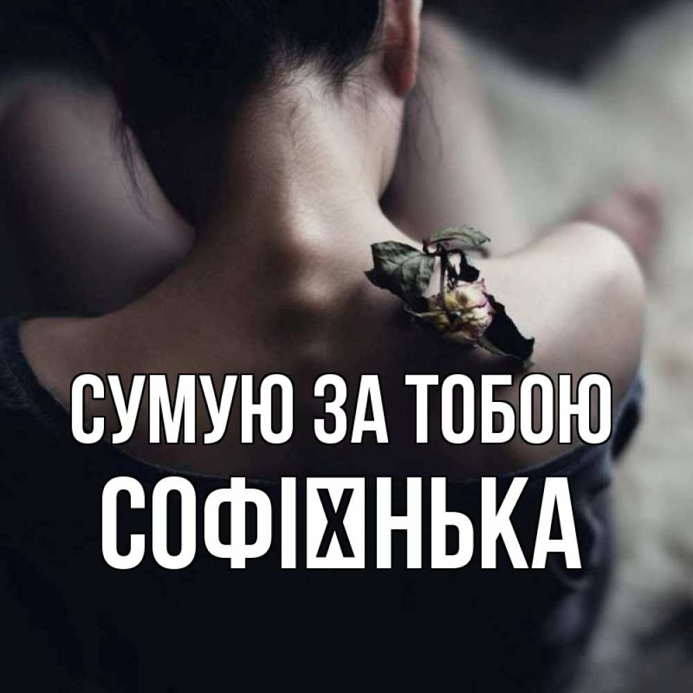 Открытка на каждый день з підписом, Софієнька Сумую за тобою засох цветок Прикольна листівка з побажанням онлайн скачати безкоштовно 