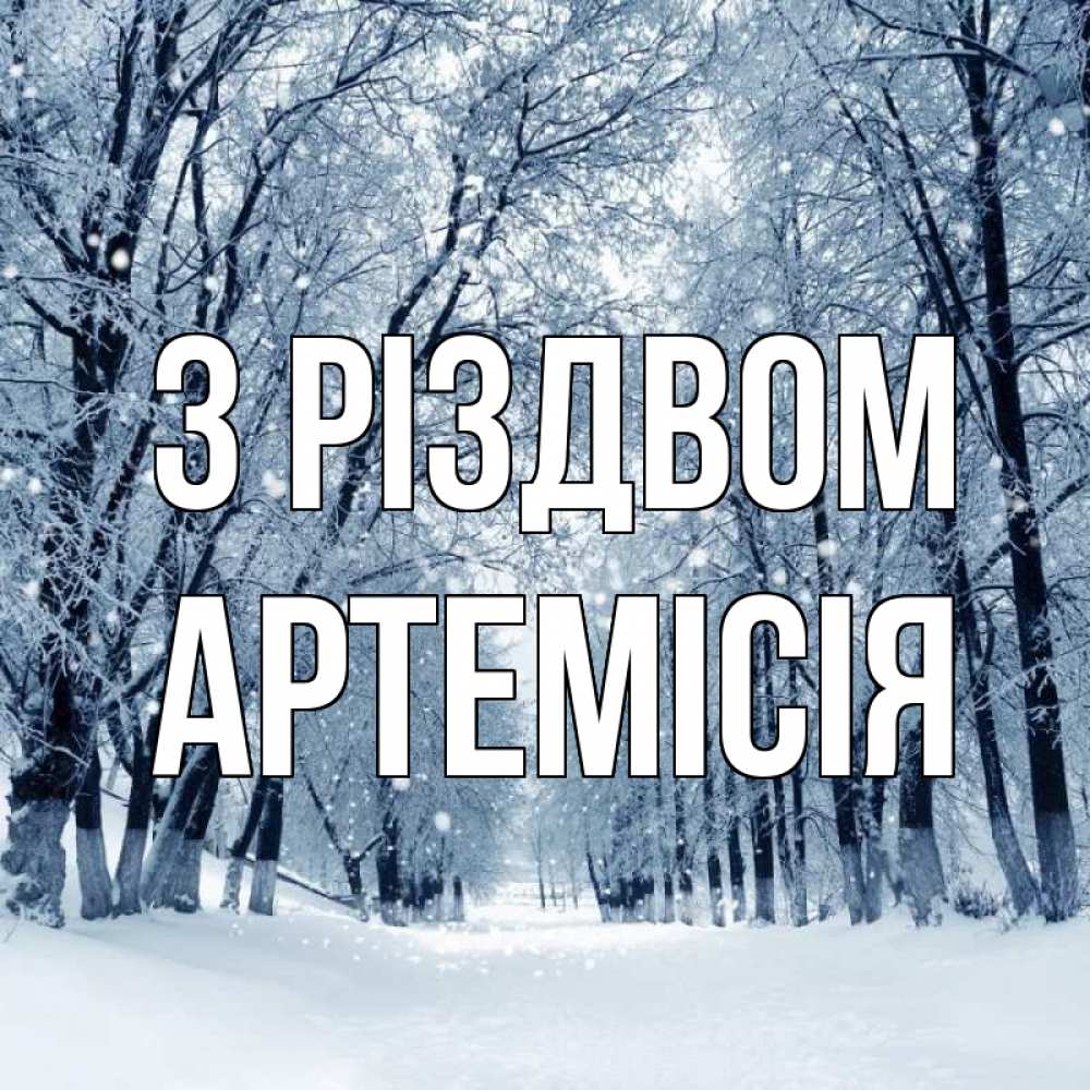 Открытка на каждый день з підписом, Артемісія З Різдвом снег, лес, парк Прикольна листівка з побажанням онлайн скачати безкоштовно 