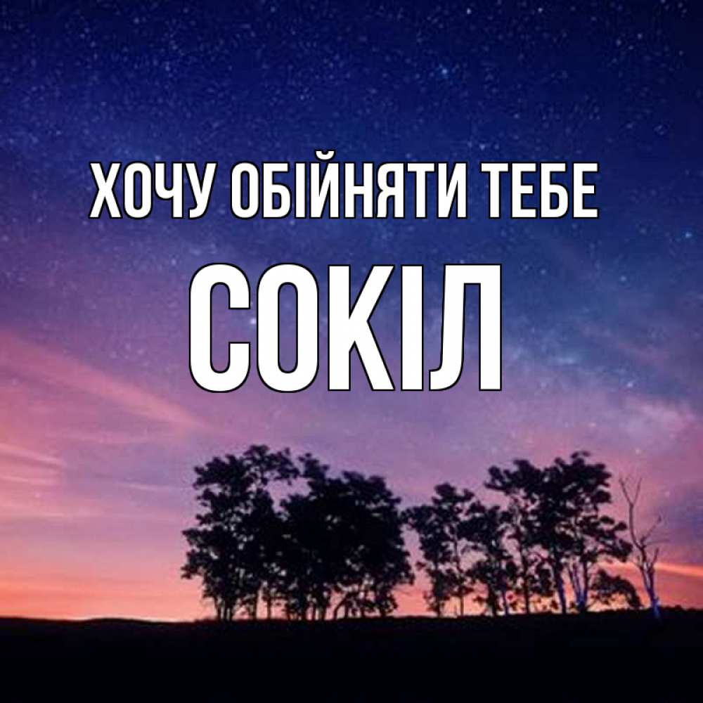 Открытка на каждый день з підписом, Сокіл Хочу обійняти тебе силуэты деревьев Прикольна листівка з побажанням онлайн скачати безкоштовно 