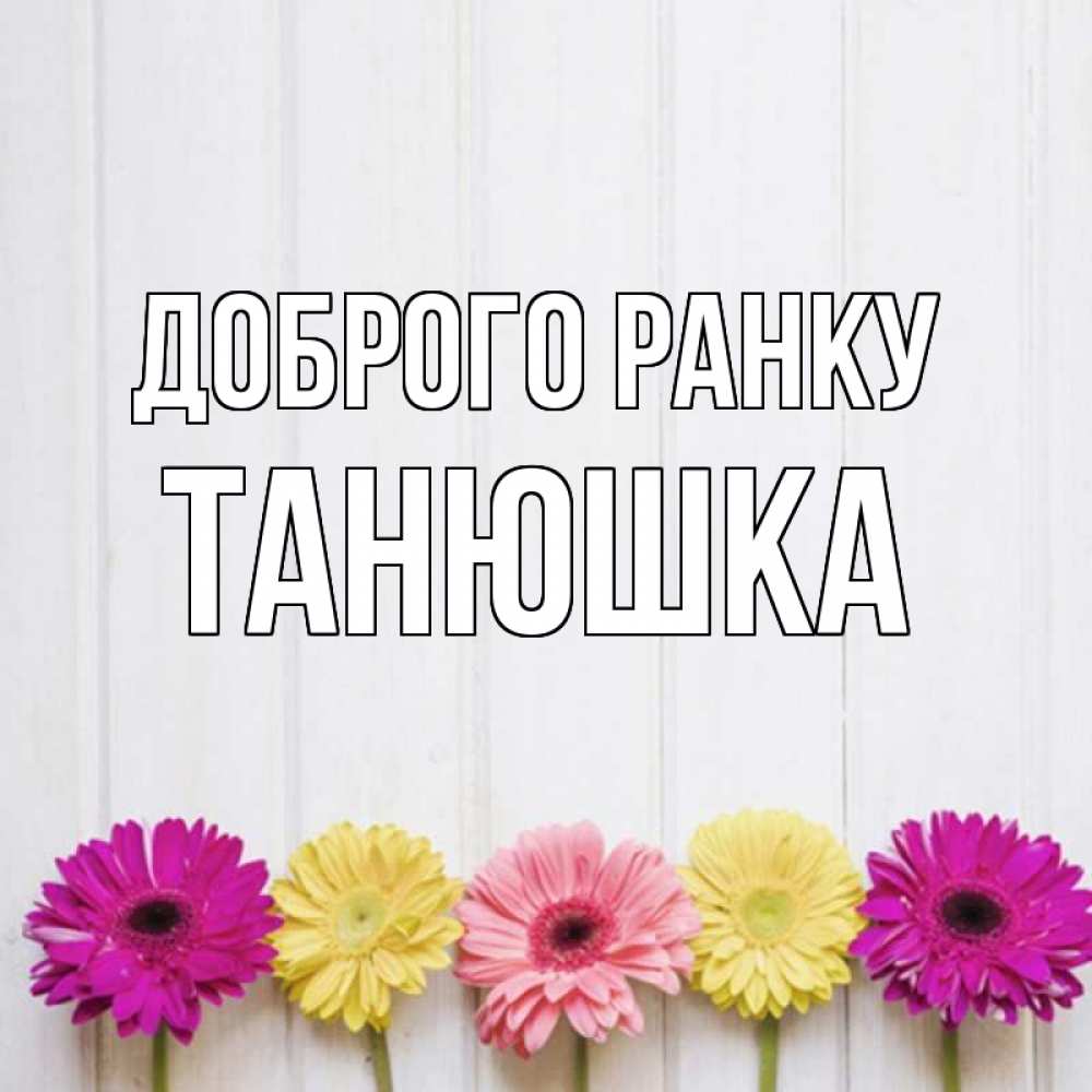 Открытка на каждый день з підписом, Танюшка Доброго ранку красный желтый и розовый цветок Прикольна листівка з побажанням онлайн скачати безкоштовно 