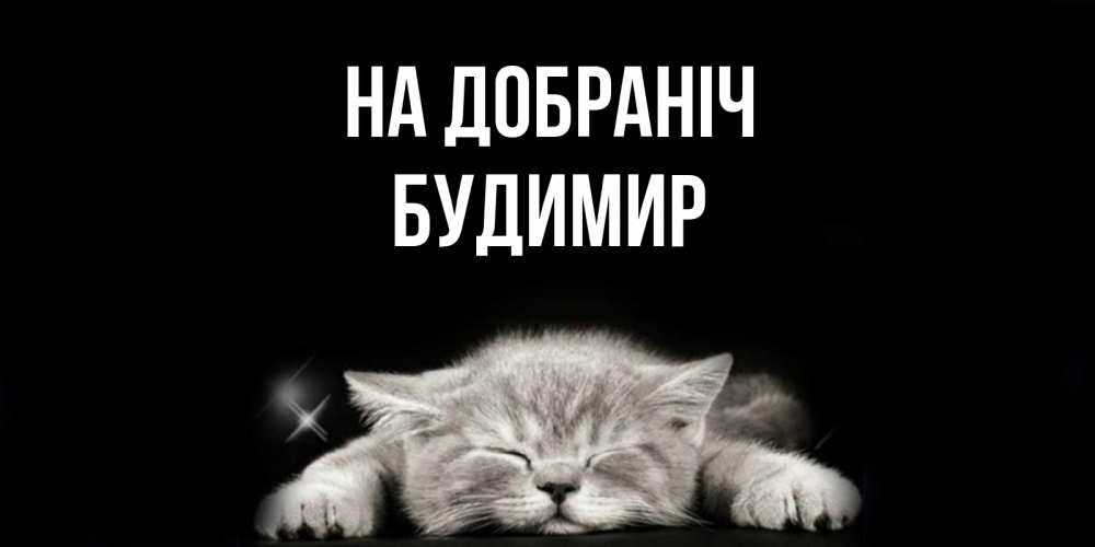 Открытка на каждый день з підписом, Будимир На добраніч спящий котик Прикольна листівка з побажанням онлайн скачати безкоштовно 