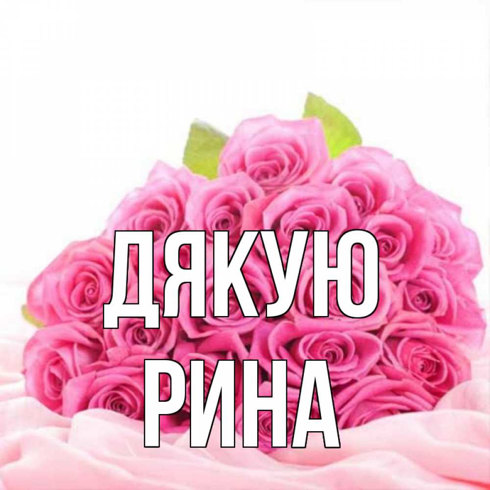 Открытка на каждый день з підписом, Рина Дякую розовые розы с подписью Прикольна листівка з побажанням онлайн скачати безкоштовно 