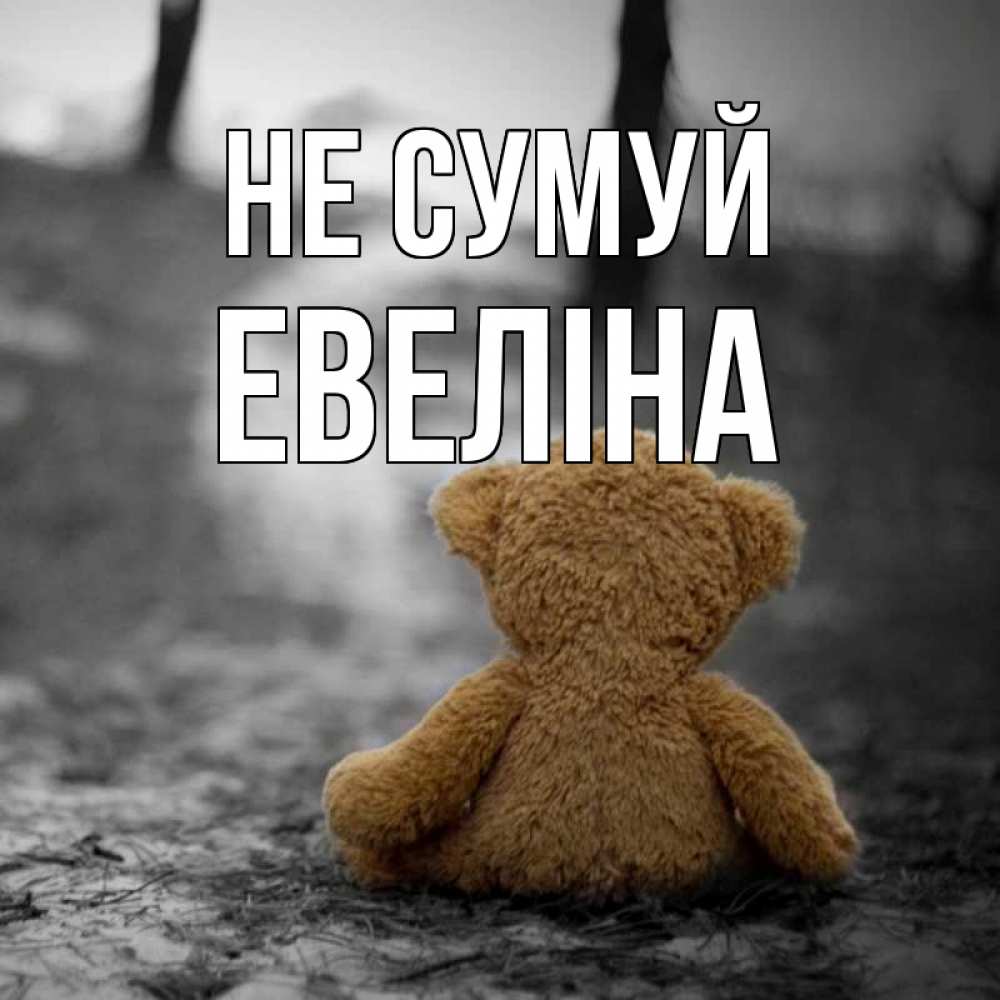 Открытка на каждый день з підписом, Евеліна Не сумуй медведь со спин Прикольна листівка з побажанням онлайн скачати безкоштовно 