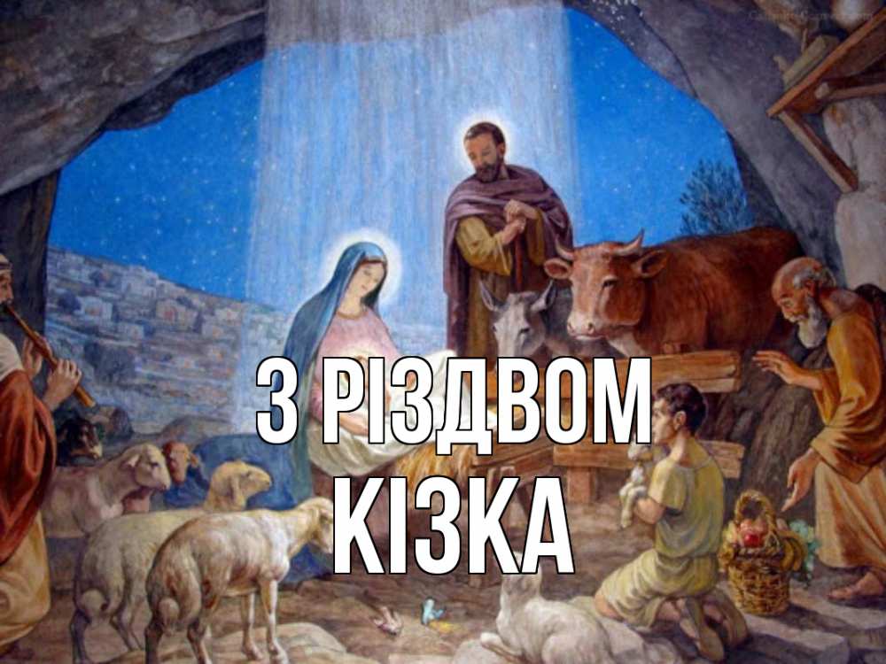 Открытка на каждый день з підписом, Кізка З Різдвом Хлев с животными, Иисус, рождество Прикольна листівка з побажанням онлайн скачати безкоштовно 