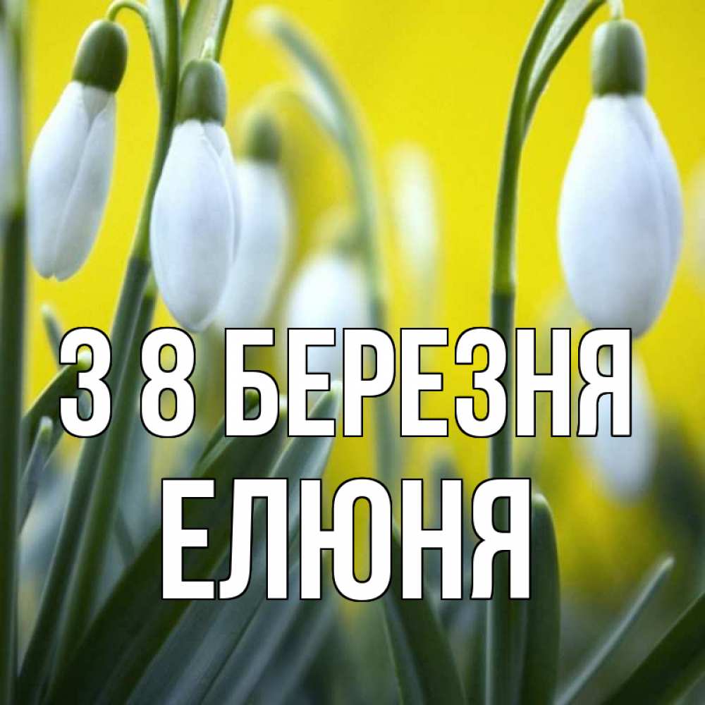 Открытка на каждый день з підписом, Елюня З 8 БЕРЕЗНЯ весенние цветы Прикольна листівка з побажанням онлайн скачати безкоштовно 