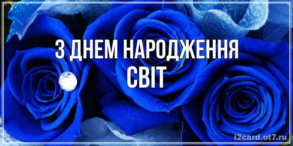 Открытка на каждый день з підписом, Світ З Днем народження синие розы в росе Прикольна листівка з побажанням онлайн скачати безкоштовно 