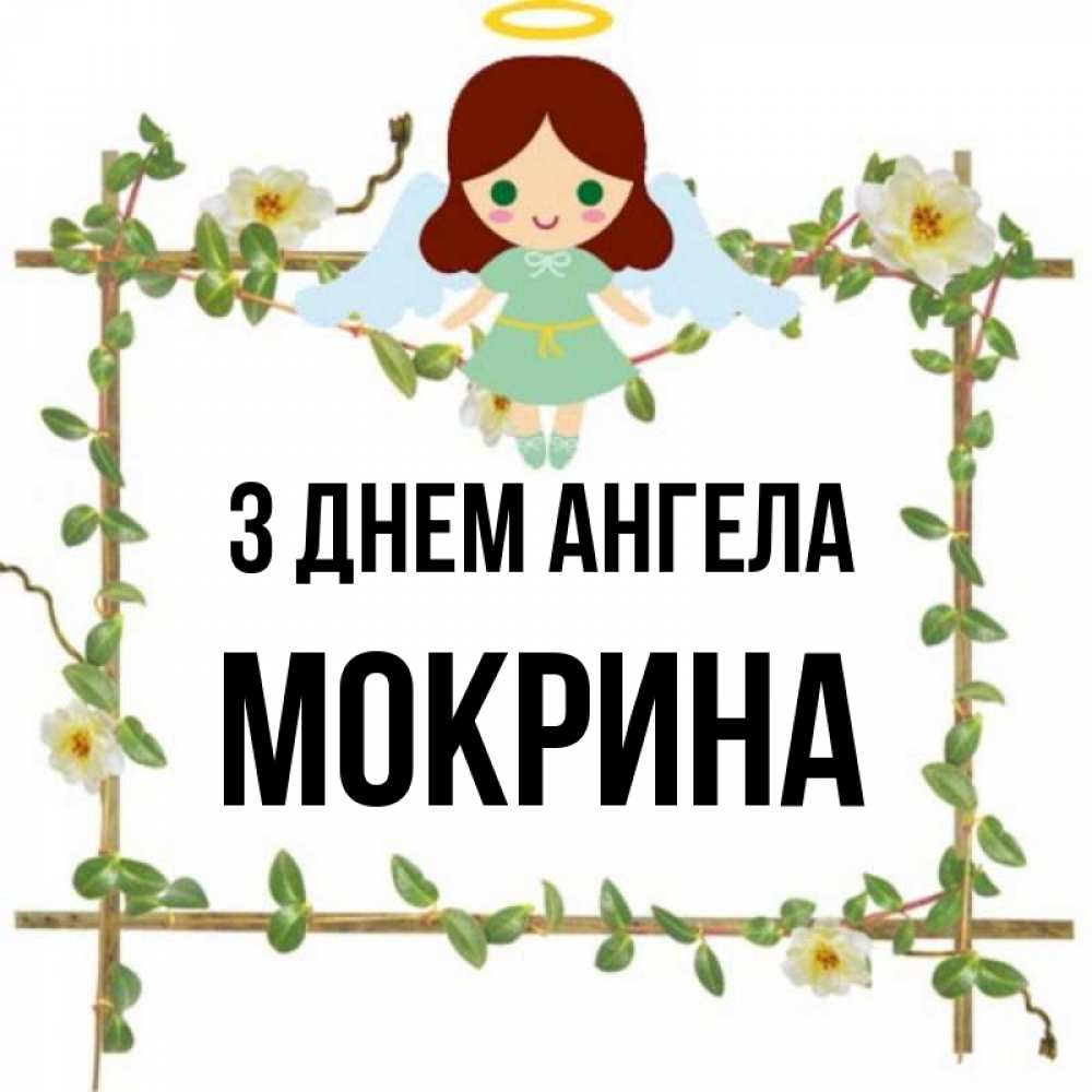 Открытка на каждый день з підписом, Мокрина З Днем ангела Ангел с нимбом Прикольна листівка з побажанням онлайн скачати безкоштовно 