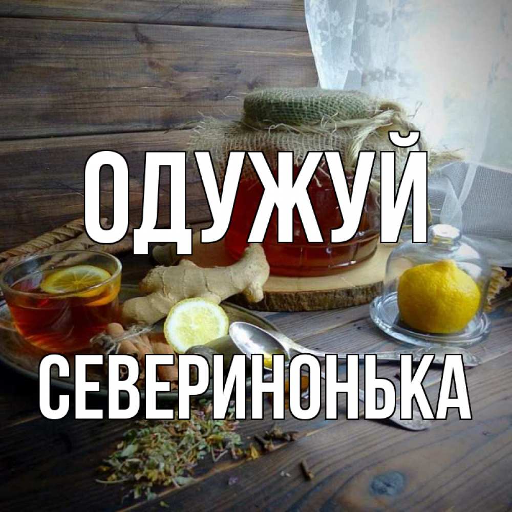 Открытка на каждый день з підписом, Северинонька Одужуй банка с медом Прикольна листівка з побажанням онлайн скачати безкоштовно 