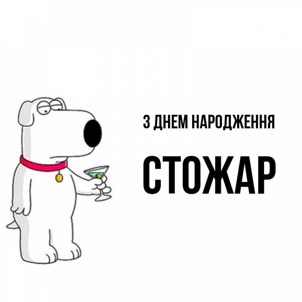 Открытка на каждый день з підписом, Стожар З Днем народження песик с оливками Прикольна листівка з побажанням онлайн скачати безкоштовно 