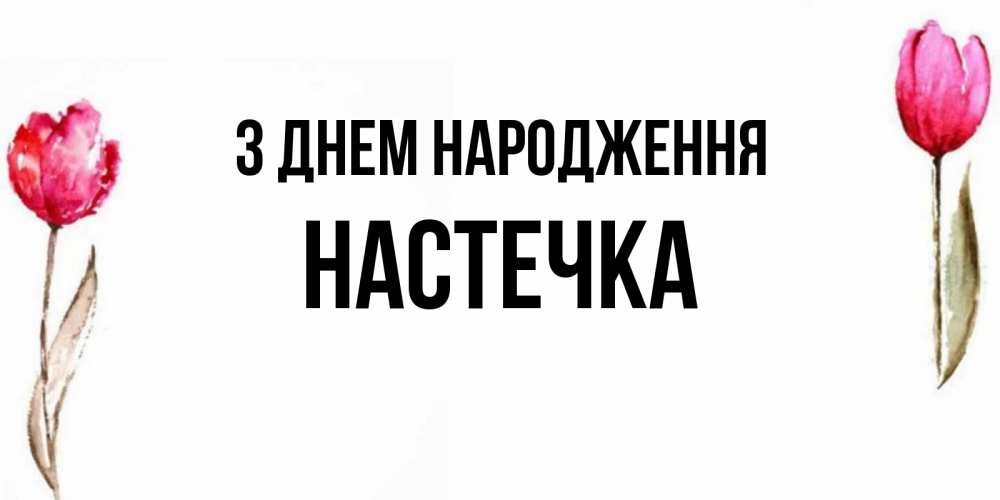 Открытка на каждый день з підписом, Настечка З Днем народження открытки акварелью с цветами Прикольна листівка з побажанням онлайн скачати безкоштовно 